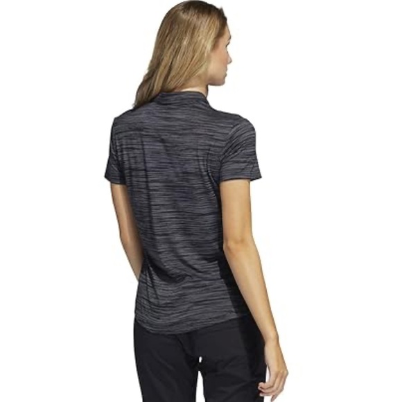 Adidas Golf Polo Short sleeve Space-dyed black & white grey shirt top Size Small - Picture 3 of 12